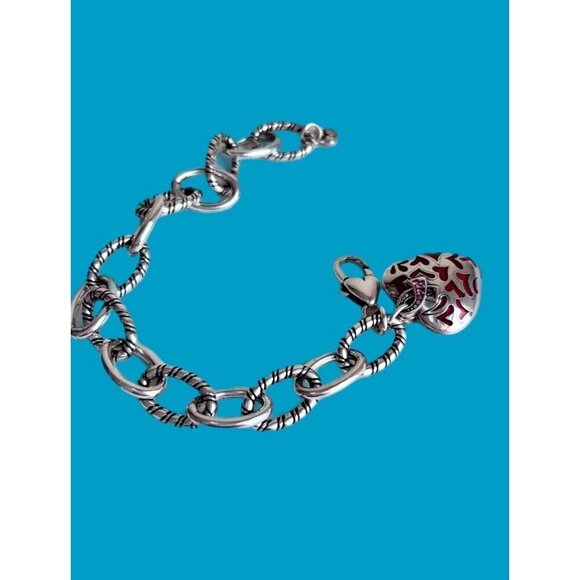 Brighton Power of Pink Dangle Heart Locket Bracelet - Picture 1 of 5